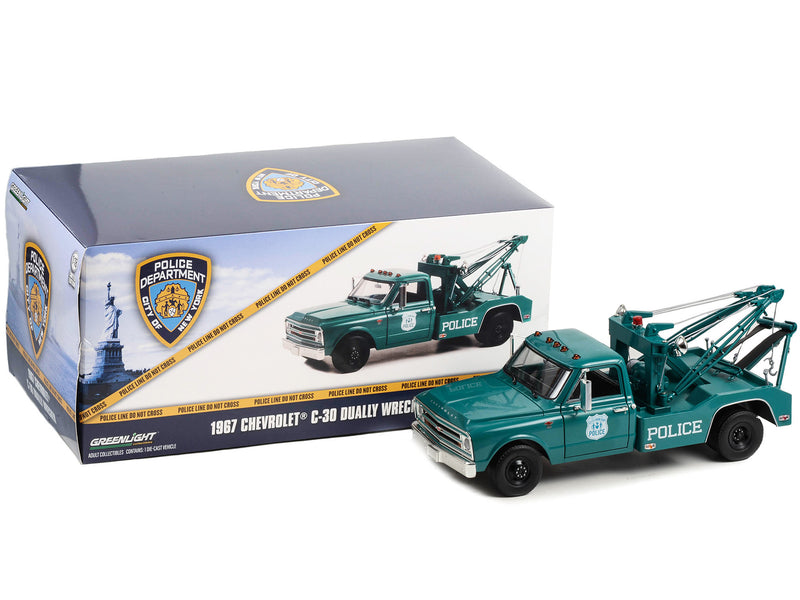 1967 Chevrolet C-30 Dually Wrecker Tow Truck Green "NYPD (New York City Police Department)" 1/18 Diecast Car Model by Greenlight