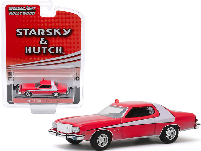 1976 Ford Gran Torino Red with White Stripe (Dirty Version) "Starsky and Hutch" (1975-1979) TV Series "Hollywood Special Edition" 1/64 Diecast Model Car by Greenlight