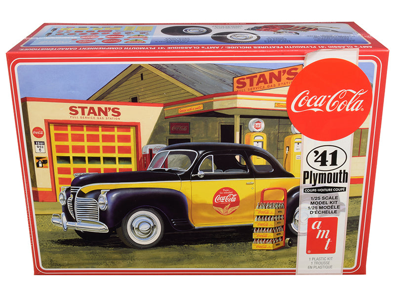Skill 3 Model Kit 1941 Plymouth Coupe with 4 Bottle Crates "Coca-Cola" 1/25 Scale Model by AMT