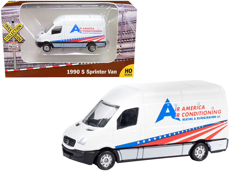 1990 Mercedes Benz Sprinter Van White "Air America Air Conditioning Heating & Refrigeration LLC" "TraxSide Collection" 1/87 (HO) Scale Diecast Model by Classic Metal Works