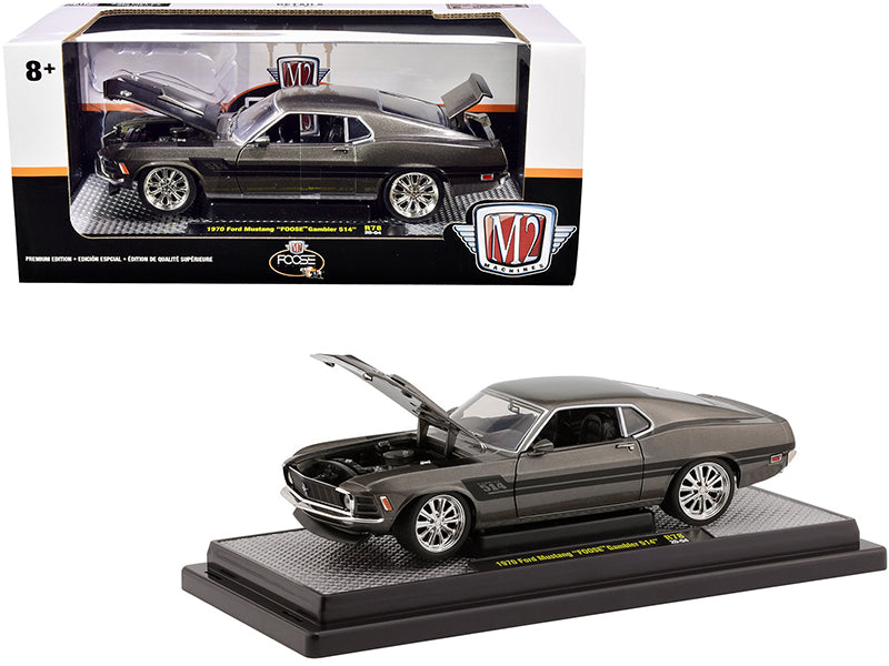 1970 Ford Mustang "Foose" Gambler 514 Jaguar British Racing Green Metallic with Black Stripes Limited Edition to 6880 pieces Worldwide 1/24 Diecast Model Car by M2 Machines