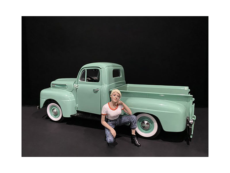 Car Girl in Tee Michelle Figurine for 1/24 Scale Models by American Diorama