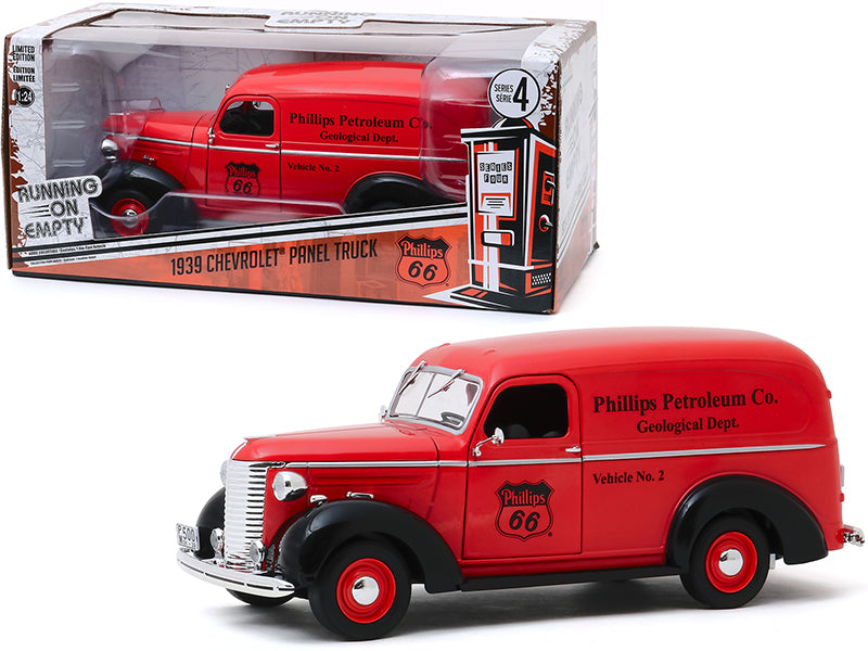 1939 Chevrolet Panel Truck Red "Phillips 66" (Phillips Petroleum Co. Geological Dept.) "Running on Empty" Series 4 1/24 Diecast Model Car by Greenlight