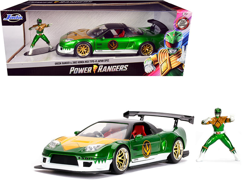 2002 Honda NSX Type-R Japan Spec RHD (Right Hand Drive) and Green Ranger Diecast Figurine "Power Rangers" 1/24 Diecast Model Car by Jada