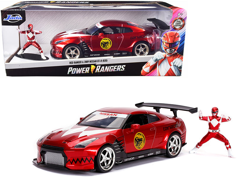 2009 Nissan GT-R (R35) Candy Red and Red Ranger Diecast Figurine "Power Rangers" 1/24 Diecast Model Car by Jada
