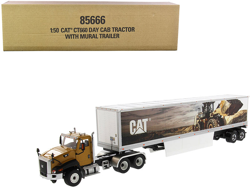 CAT Caterpillar CT660 Day Cab with Caterpillar Mural Dry Van Trailer "Transport Series" 1/50 Diecast Model by Diecast Masters