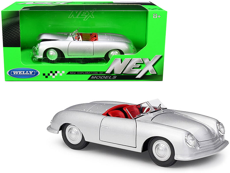 Porsche 356/1 Roadster Silver with Red Interior "NEX Models" 1/24 Diecast Model Car by Welly