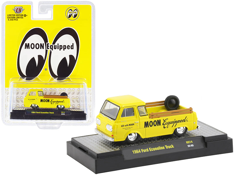 1964 Ford Econoline Pickup Truck "Moon Equipped" Bright Yellow Limited Edition to 8250 pieces Worldwide 1/64 Diecast Model Car by M2 Machines