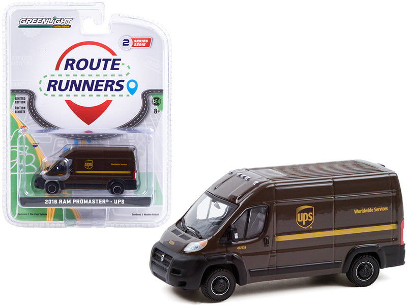2018 Ram ProMaster 2500 Cargo High Roof Van Brown "United Parcel Service" (UPS) Worldwide Services "Route Runners" Series 2 1/64 Diecast Model by Greenlight