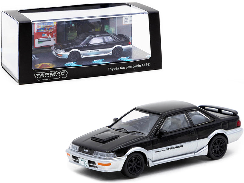 Toyota Corolla Levin AE92 Black and Silver 1/64 Diecast Model Car by Tarmac Works