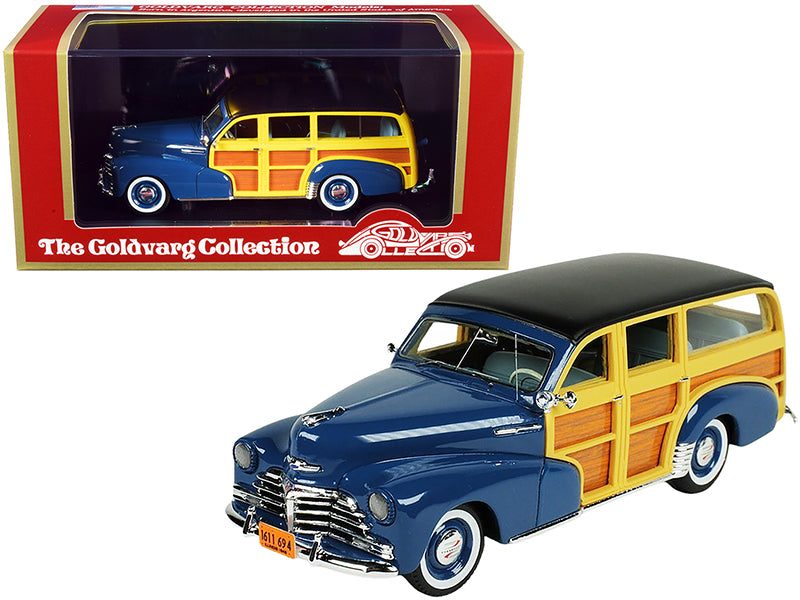 1948 Chevrolet Fleetmaster Woodie Station Wagon Como Blue with Black Top Limited Edition to 240 pieces Worldwide 1/43 Model Car by Goldvarg Collection