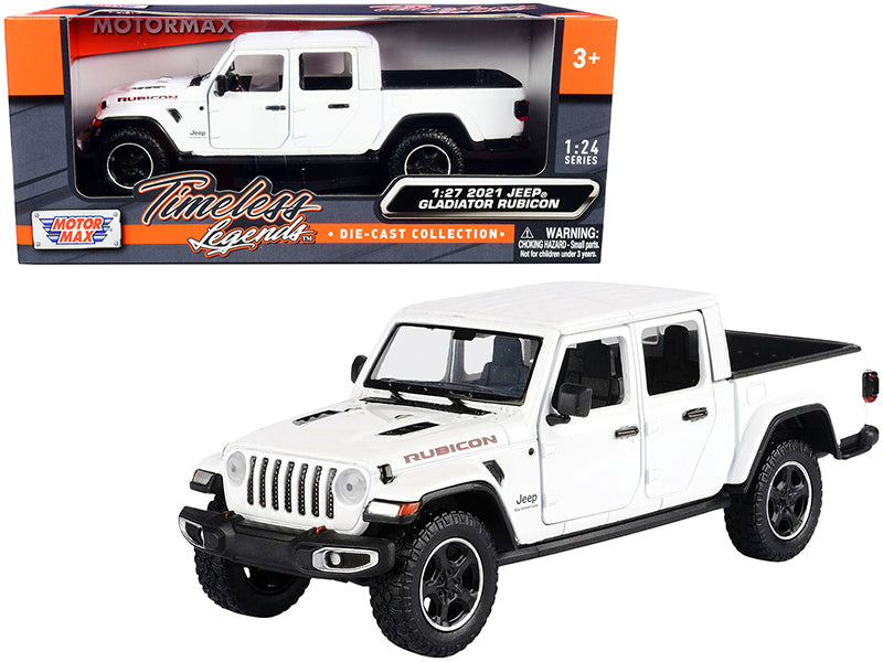 2021 Jeep Gladiator Rubicon (Closed Top) Pickup Truck White 1/24-1/27 Diecast Model Car by Motormax