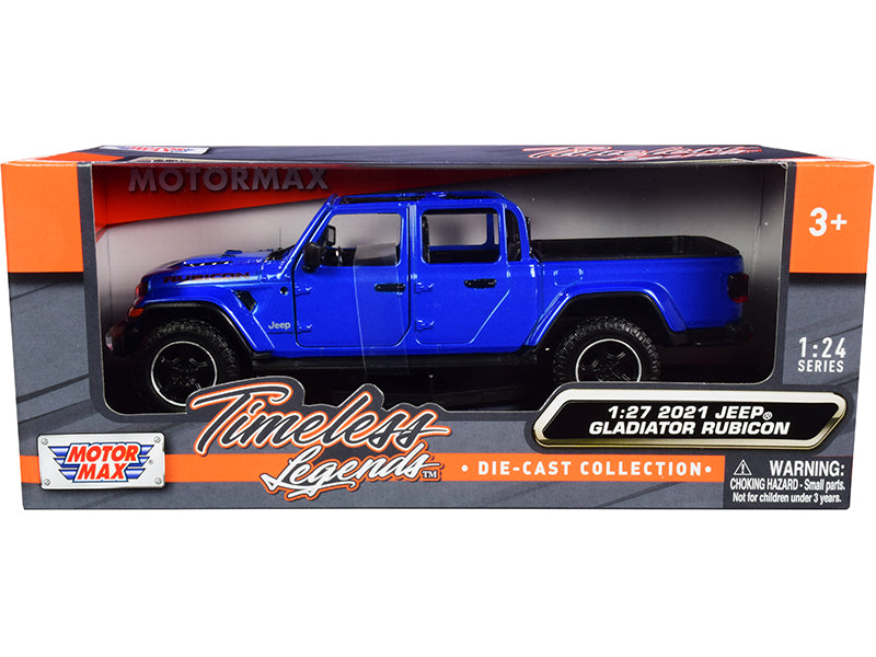 2021 Jeep Gladiator Rubicon (Open Top) Pickup Truck Blue 1/24-1/27 Diecast Model Car by Motormax