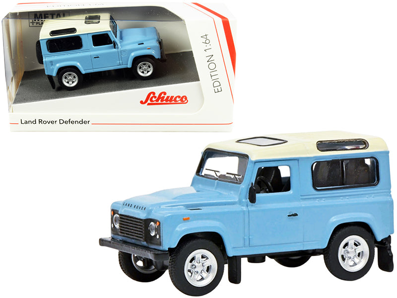 Land Rover Defender Light Blue with Cream Top 1/64 Diecast Model Car by Schuco