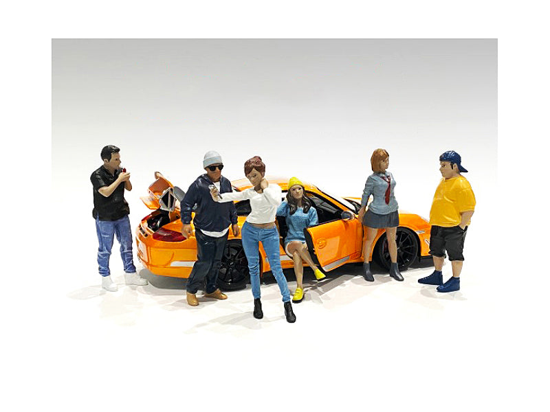"Car Meet 1" 6 piece Figurine Set for 1/24 Scale Models by American Diorama