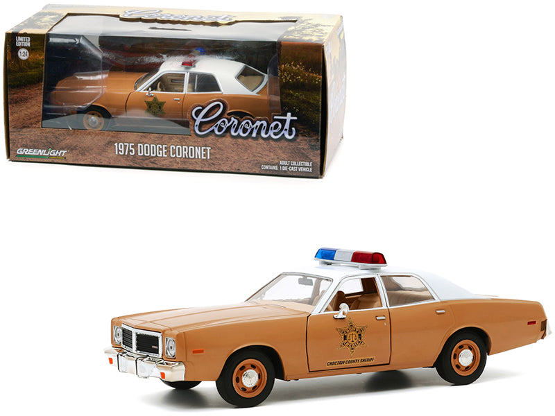 1975 Dodge Coronet Brown with White Top "Choctaw County Sheriff" 1/24 Diecast Model Car by Greenlight