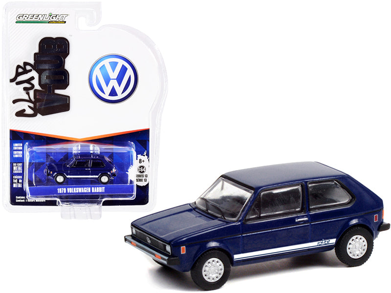 1979 Volkswagen Rabbit Tarpon Blue with White Stripes "Club Vee V-Dub" Series 13 1/64 Diecast Model Car by Greenlight
