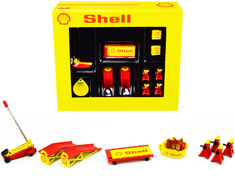 Shop Tool Set of 6 pieces "Shell Oil" 1/18 Diecast Replica by GMP