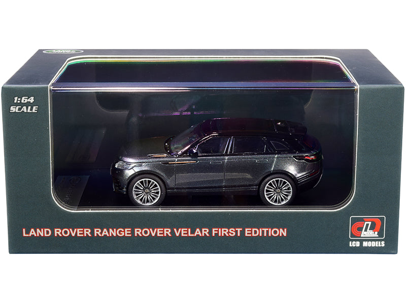 Land Rover Range Rover Velar First Edition with Sunroof Gray Metallic and Black 1/64 Diecast Model Car by LCD Models