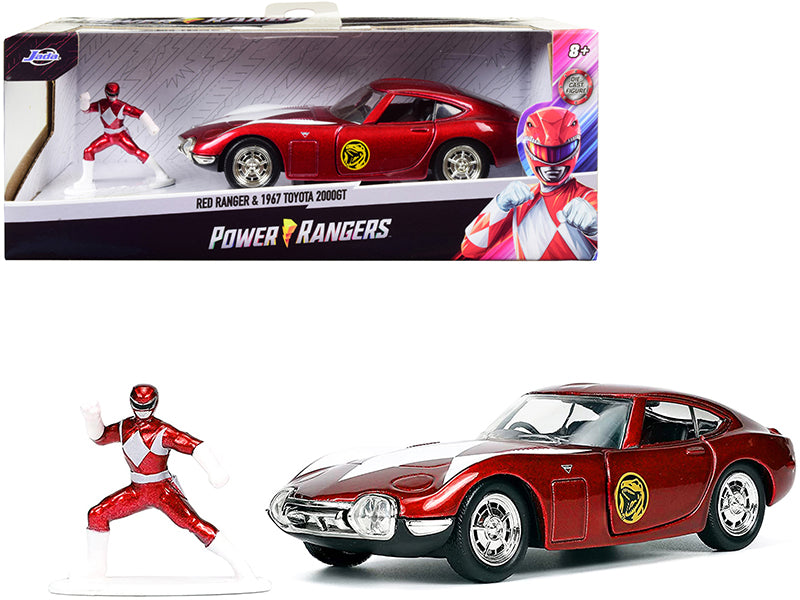 1967 Toyota 2000GT RHD (Right Hand Drive) Red Metallic and Red Ranger Diecast Figurine "Power Rangers" "Hollywood Rides" Series 1/32 Diecast Model Car by Jada