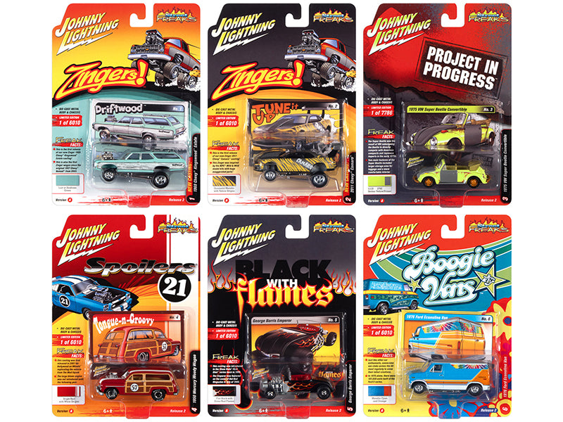 "Street Freaks" 2021 Set A of 6 Cars Release 2 1/64 Diecast Model Cars by Johnny Lightning