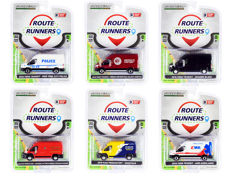 "Route Runners" Set of 6 Vans Series 3 1/64 Diecast Models by Greenlight