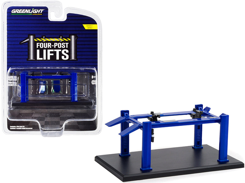 Adjustable Four-Post Lift Blue "Four-Post Lifts" Series 1 1/64 Diecast Model by Greenlight