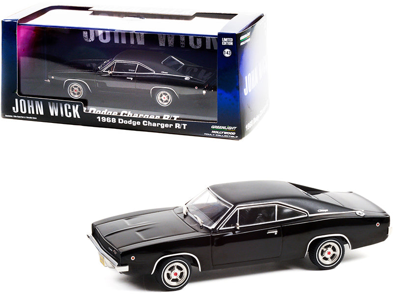 1968 Dodge Charger R/T Black with Black Vinyl Top "John Wick" 1/43 Diecast Model Car by Greenlight