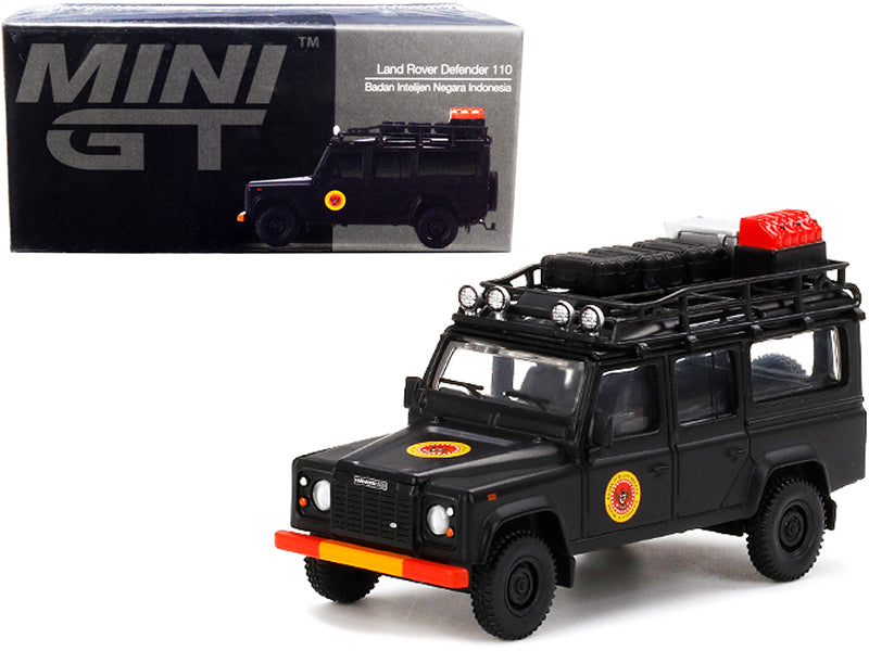 Land Rover Defender 110 RHD (Right Hand Drive) Black Badan Intelijen Negara Indonesia "EMS Exclusive" 1/64 Diecast Model Car by True Scale Miniatures