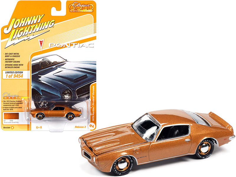 1972 Pontiac Firebird Formula Anaconda Gold Metallic "Classic Gold Collection" Series Limited Edition to 9454 pieces Worldwide 1/64 Diecast Model Car by Johnny Lightning