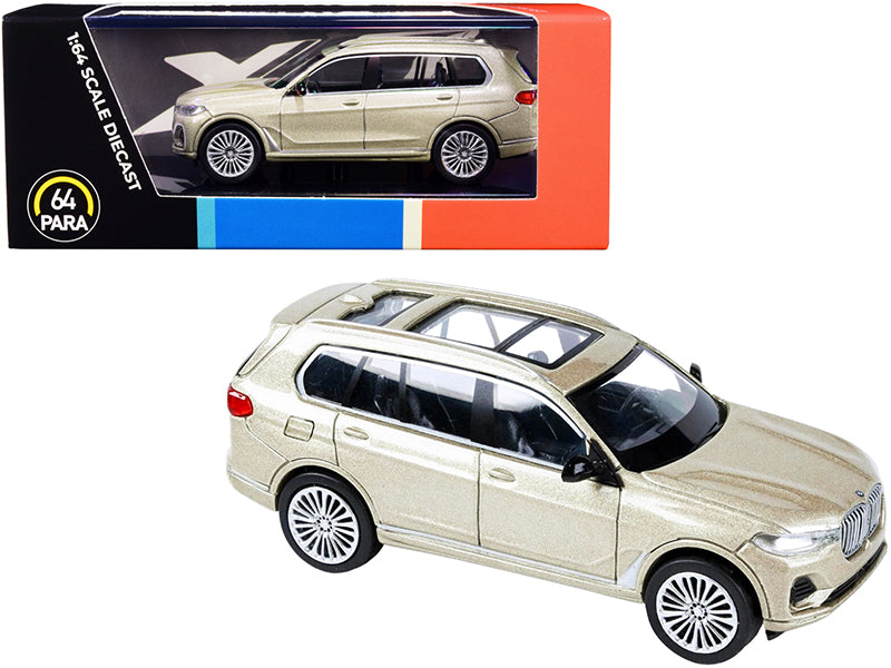 BMW X7 with Sunroof Sunstone Gold Metallic 1/64 Diecast Model Car by Paragon