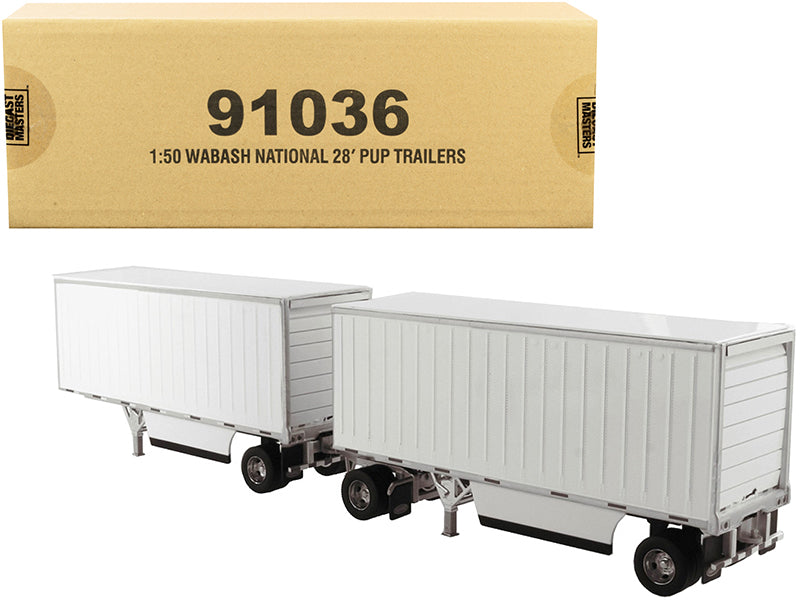 Wabash National 28' Double Pup Trailers White "Transport Series" 1/50 Diecast Model by Diecast Masters