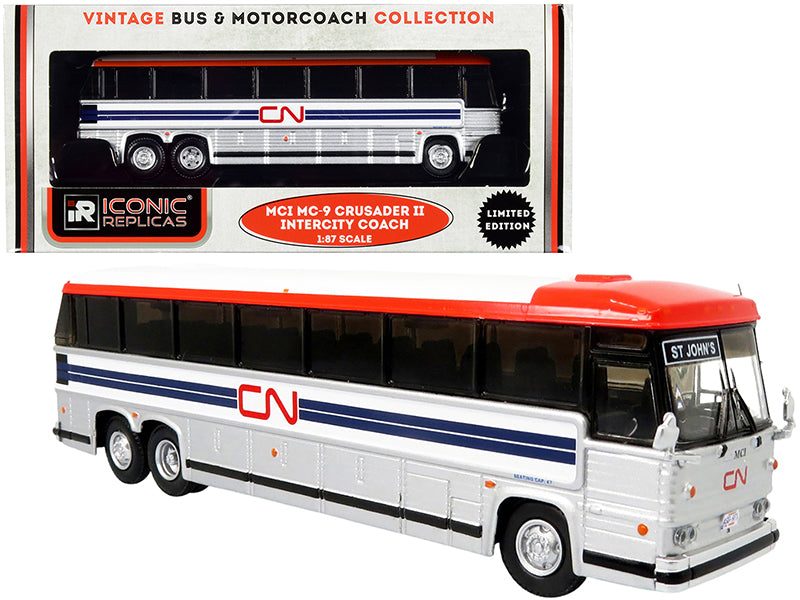 1980 MCI MC-9 Crusader II Intercity Coach Bus "St. John's" "CN Canadian National" "Vintage Bus & Motorcoach Collection" 1/87 (HO) Diecast Model by Iconic Replicas