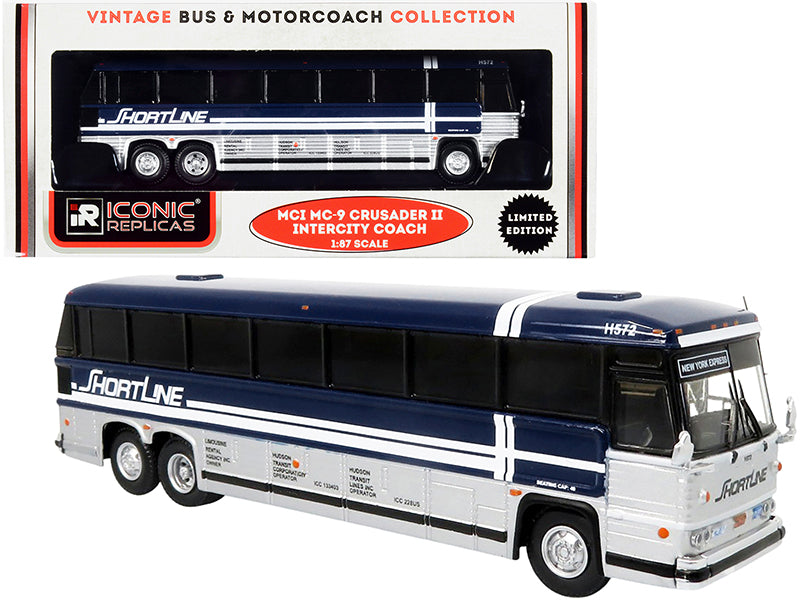 1980 MCI MC-9 Crusader II Intercity Coach Bus "New York Express" "Short Line Bus Company" "Vintage Bus & Motorcoach Collection" 1/87 (HO) Diecast Model by Iconic Replicas