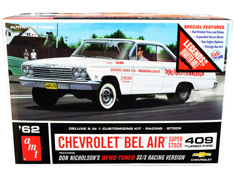 Skill 2 Model Kit 1962 Chevrolet Bel Air Super Stock 409 Turbo-Fire Don Nicholson's 2-in-1 Kit "Legends of the Quarter Mile" 1/25 Scale Model by AMT