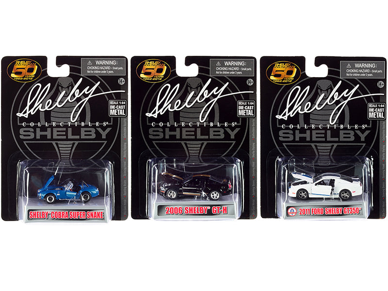 "Carroll Shelby 50th Anniversary" 3 piece Set 2022 Release 1/64 Diecast Model Cars by Shelby Collectibles