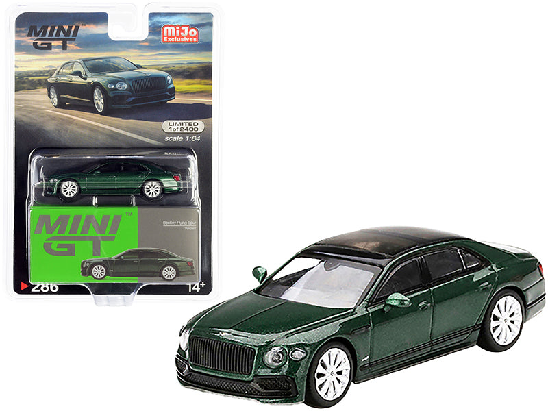Bentley Flying Spur with Sunroof Verdant Green Metallic with Black Top Limited Edition to 2400 pieces Worldwide 1/64 Diecast Model Car by True Scale Miniatures