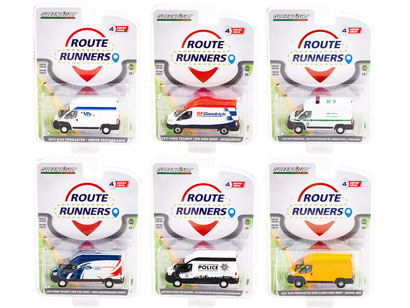 "Route Runners" Set of 6 Vans Series 4 1/64 Diecast Model Cars by Greenlight