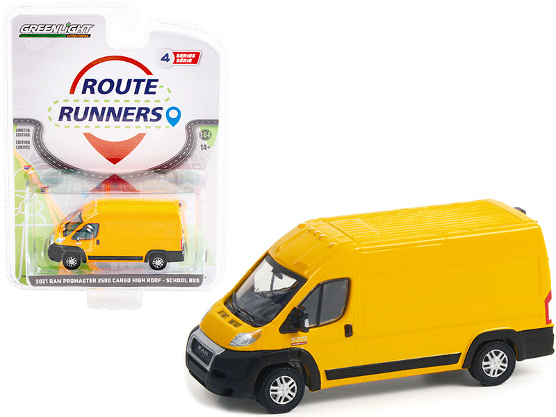 2021 Ram ProMaster 2500 Cargo High Roof Van School Bus Yellow "Route Runners" Series 4 1/64 Diecast Model Car by Greenlight
