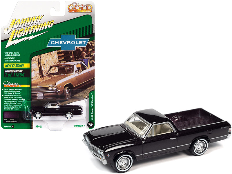 1967 Chevrolet El Camino Royal Plum Metallic "Classic Gold Collection" Series Limited Edition to 11364 pieces Worldwide 1/64 Diecast Model Car by Johnny Lightning