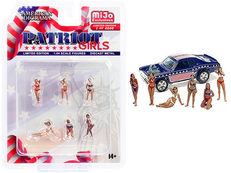 "Patriot Girls" 6 piece Diecast Figurines Set Limited Edition to 4800 pieces Worldwide for 1/64 Scale Models by American Diorama