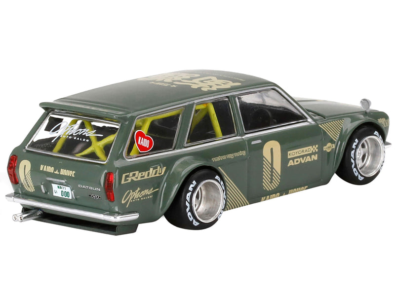 1971 Datsun 510 Wagon RHD (Right Hand Drive) Green (Designed by Jun Imai) "Kaido House" Special 1/64 Diecast Model Car by True Scale Miniatures
