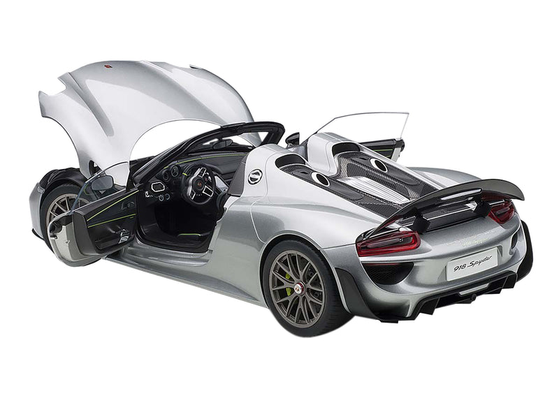 Porsche 918 Spyder Weissach Package Silver 1/12 Model Car by Autoart