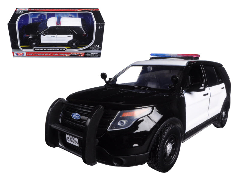 2015 Ford Police Interceptor Utility Unmarked Black and White 1/24 Diecast Model Car by Motormax