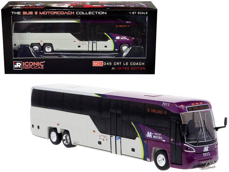 MCI D45 CRT LE Coach Bus "Valley Metro" Destination: "50 Camelback RD" "The Bus & Motorcoach Collection" 1/87 Diecast Model by Iconic Replicas
