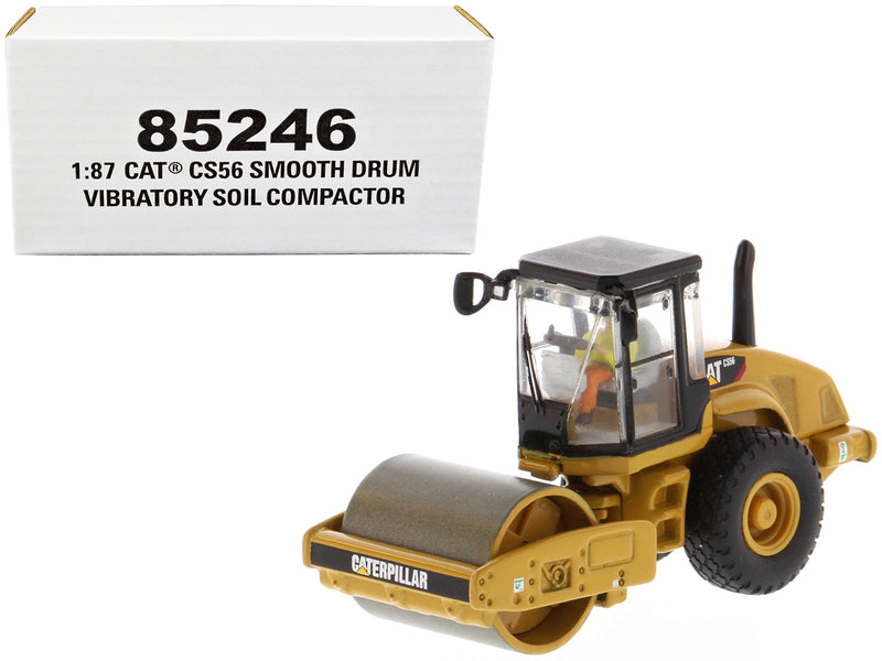 CAT Caterpillar CS56 Smooth Drum Vibratory Soil Compactor with Operator "High Line" Series 1/87 (HO) Scale Diecast Model by Diecast Masters