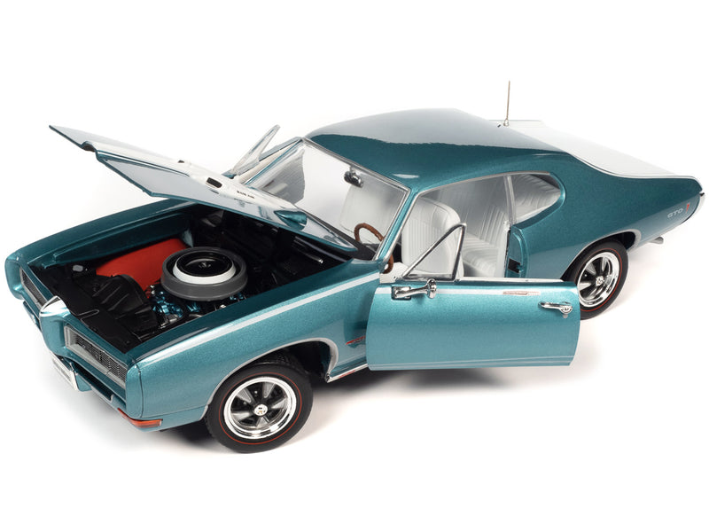 1968 Pontiac Royal Bobcat GTO Meridian Turquoise and White with White Interior "Hemmings Muscle Machines" Magazine Cover Car (March 2020) 1/18 Diecast Model Car by Auto World