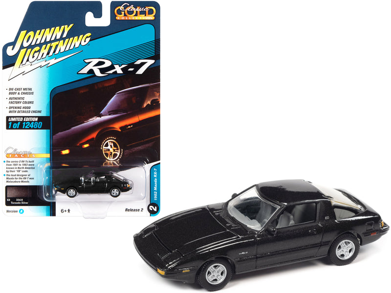 1982 Mazda RX-7 Tornado Silver Metallic "Classic Gold Collection" Series Limited Edition to 12480 pieces Worldwide 1/64 Diecast Model Car by Johnny Lightning