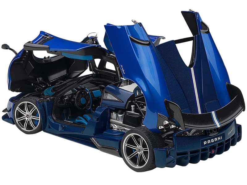 Pagani Huayra BC Blu Francia / Candy Blue Metallic with Carbon Accents 1/18 Model Car by Autoart