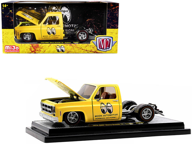 1976 GMC Sierra Grande 15 Custom Pickup Truck Yellow "Mooneyes - Moon Automotive" (Faded) Limited Edition to 3000 pieces Worldwide 1/24 Diecast Model Car by M2 Machines